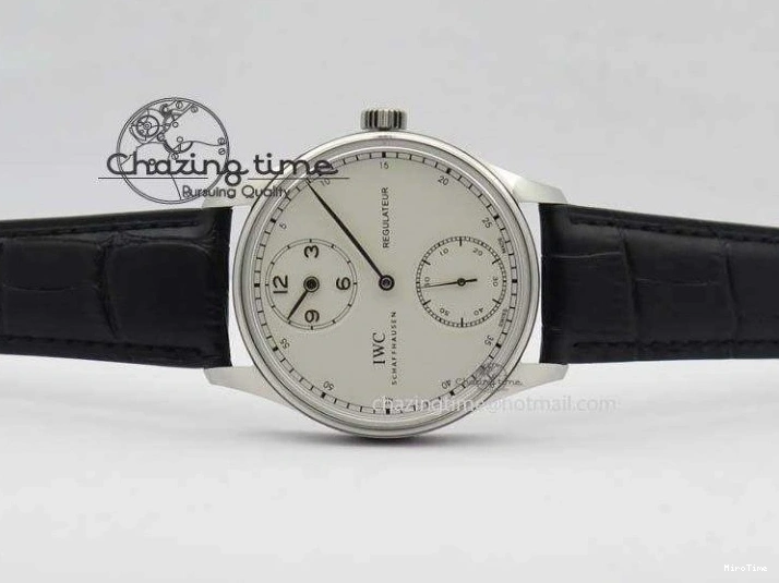 MIROTIME 0127 Effortless Portuguese IW544404 SS White Dial On Black Leather Strap A 7257